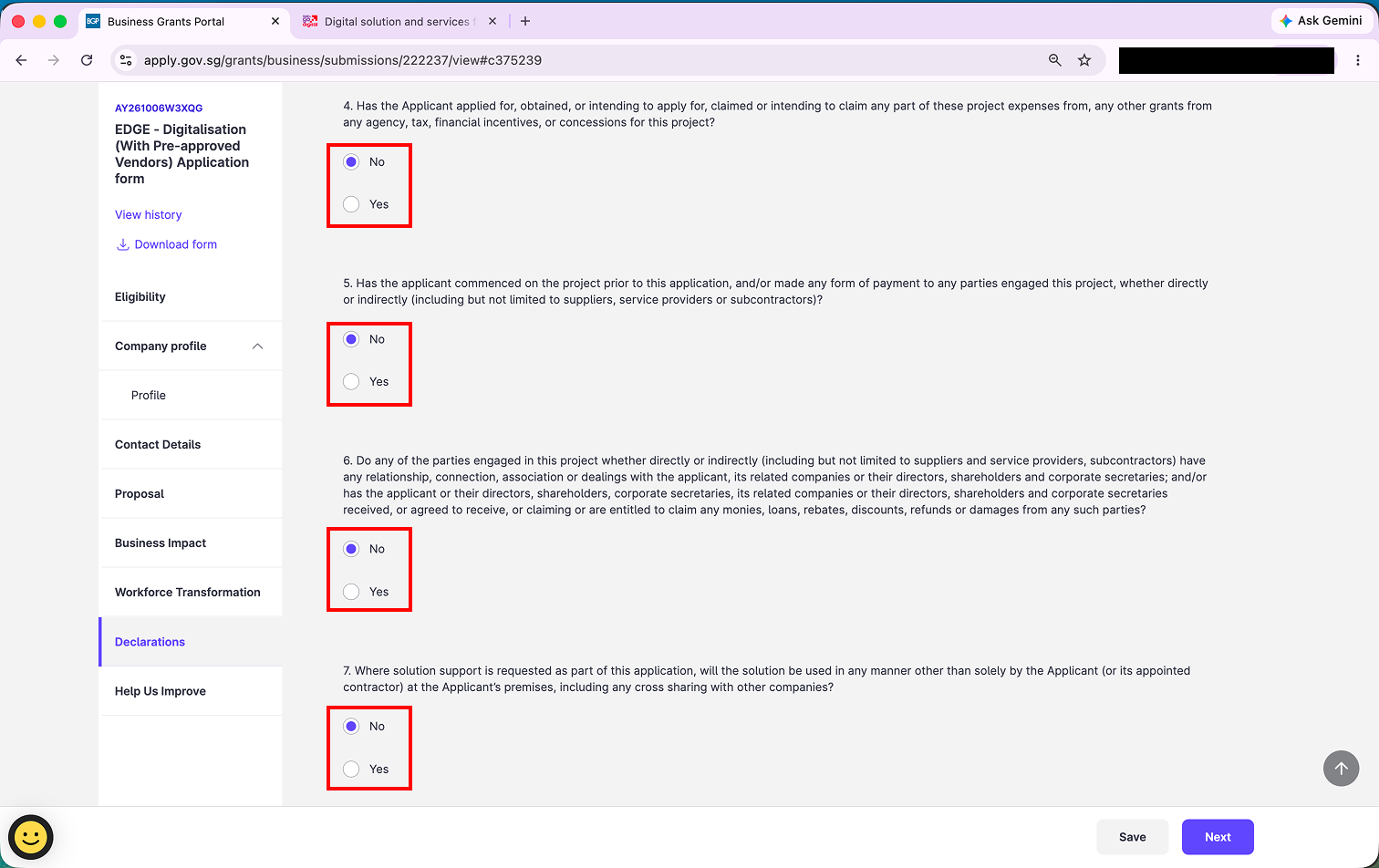 Disclosure statements 4 to 7