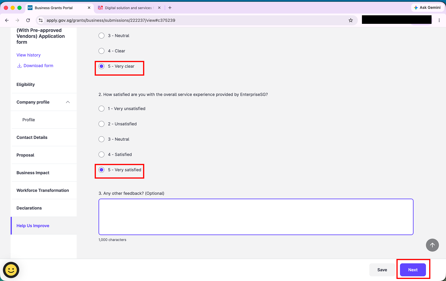 Help us improve, question 2